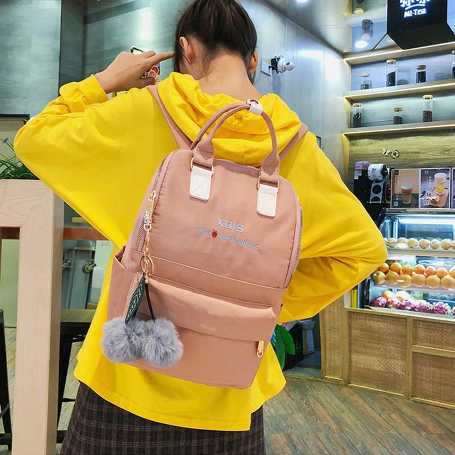 Women Backpack Waterproof Nylon Travel Backpacks Zipper Schoolbag