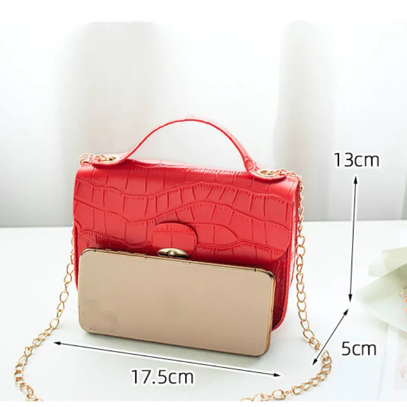 Crocodile Pattern Small Square Bag Shoulder Bags for Women