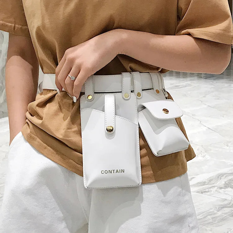 Women's Leather Belt Bag Shoulder Chest Fanny Pack