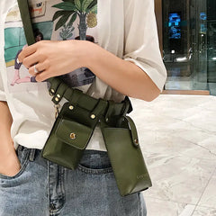 Women's Leather Belt Bag Shoulder Chest Fanny Pack