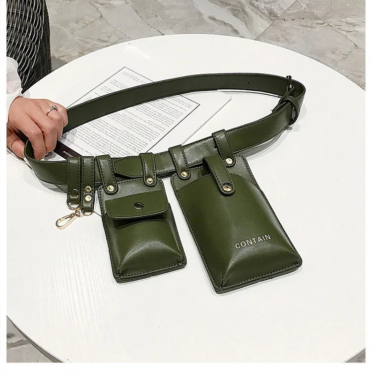 Women's Leather Belt Bag Shoulder Chest Fanny Pack