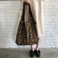 Leopard Print Ladies Cloth Bag Women Shopping Tote Foldable Eco Reusable