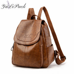 Women Leather Backpack High School Travel Bags Girls mochila feminina