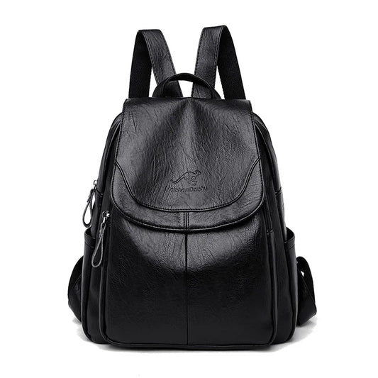 Women Leather Backpack High School Travel Bags Girls mochila feminina