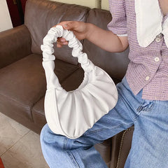 Women Hobo Pleated Tote Bag Candy Underarm Bag Small Handbag And Purses Shoulder