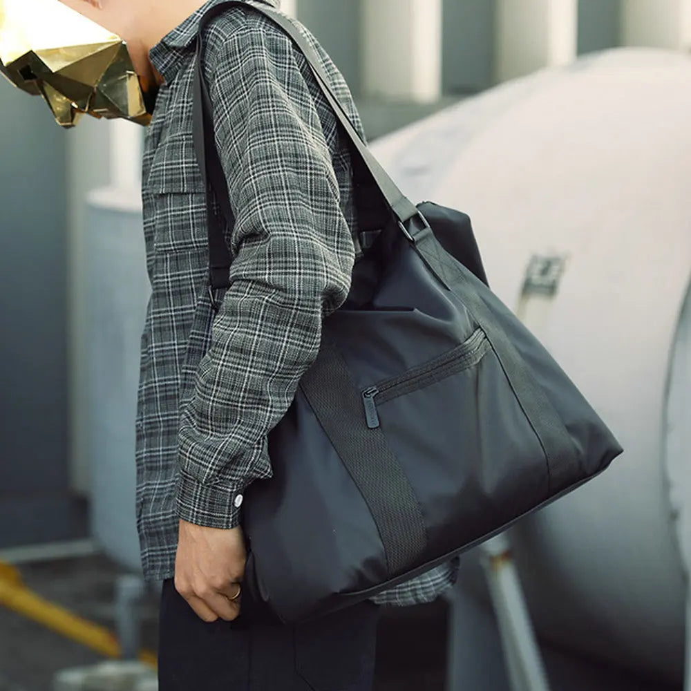 Men's Nylon Travel Bag Large Capacity Luggage Lightweight Casual Shoulder Tote