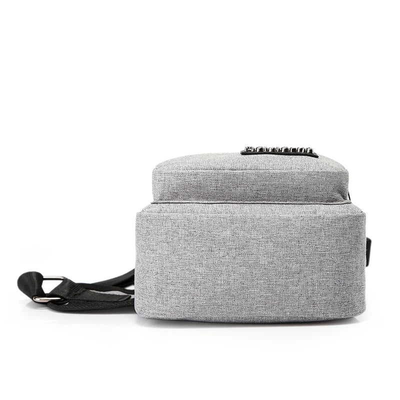 Men's Travel Crossbody Chest Bag USB Charging Headphone Plug Messenger