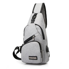 Men's Travel Crossbody Chest Bag USB Charging Headphone Plug Messenger