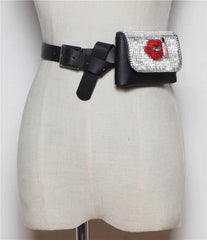 Diamond Rhinestone Waist Belt with Money Bag Fanny Pack