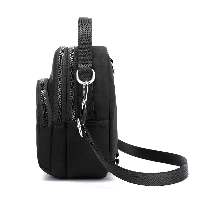 Floral Embroidery Backpack Small Nylon Handbag for Girls Women