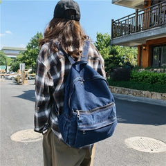 Denim Canvas Women Backpack High Capacity for Teenagers Girls