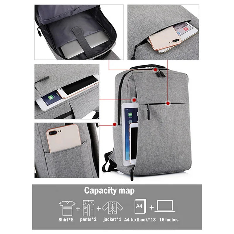 15.6 inch Laptop USB Backpack School Bag Rucksack Anti Theft Male Travel Daypack