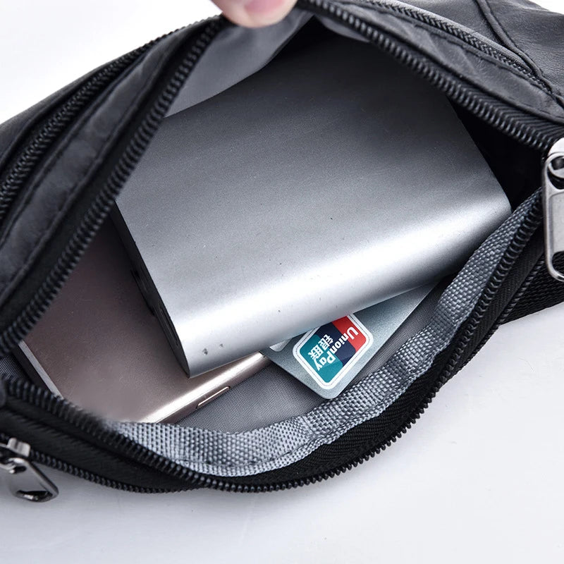 Men PU Leather Waist Bag Money Phone Fanny Pack Vintage