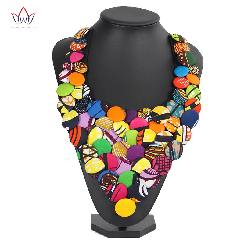 African Ankara Button Triangle Necklace African Clothing