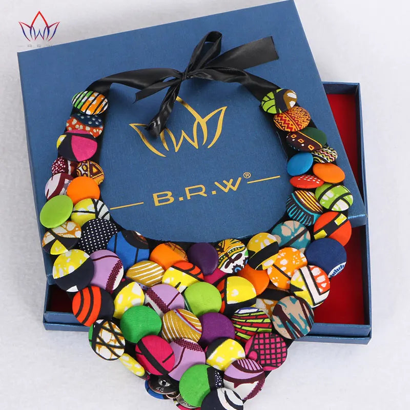 African Ankara Button Triangle Necklace African Clothing