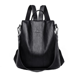Casual Leather Backpack for School Teen Girls Large Capacity Travel Bag