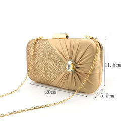 Golden Evening Clutch Bag Wallet Classic Wedding Handbag Bridal Chain Purse