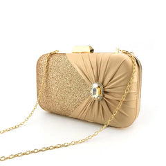 Golden Evening Clutch Bag Wallet Classic Wedding Handbag Bridal Chain Purse