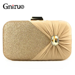 Golden Evening Clutch Bag Wallet Classic Wedding Handbag Bridal Chain Purse