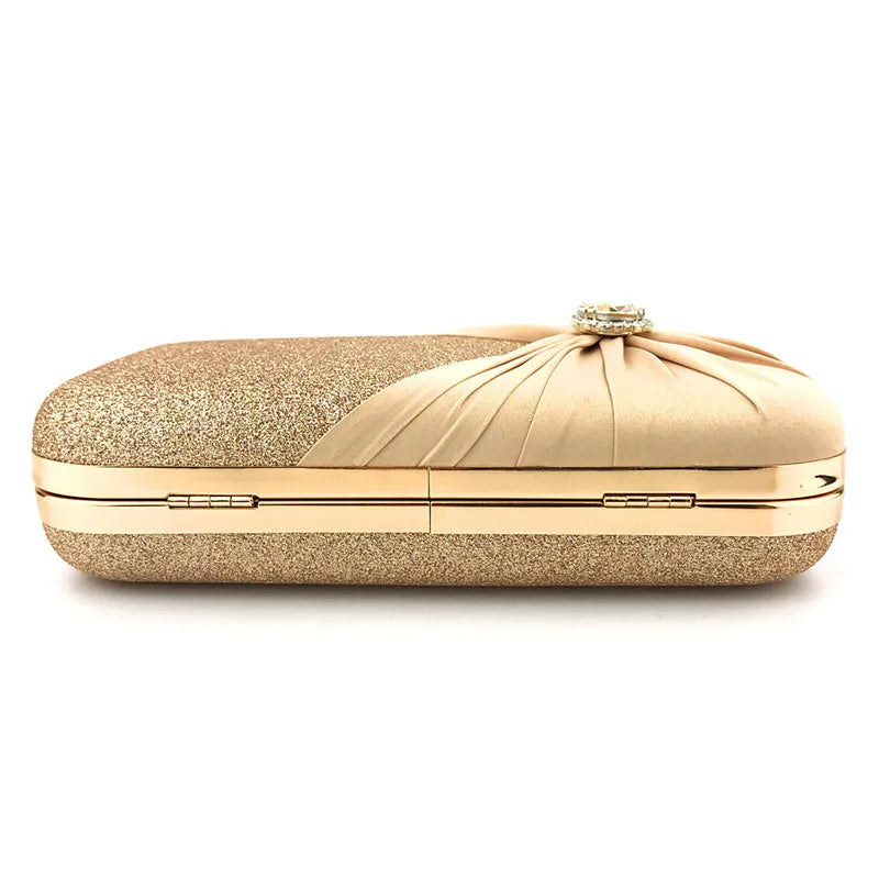 Golden Evening Clutch Bag Wallet Classic Wedding Handbag Bridal Chain Purse