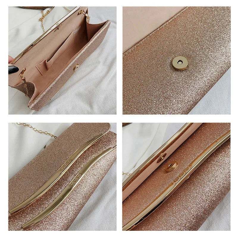 Sequined Envelope Clutch Evening Bags Wedding Purse Handbag FTB268