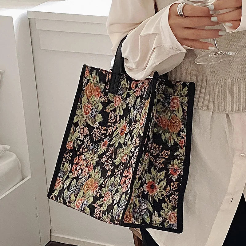 Waterproof Shoulder Bag Canvas Floral Mini Tote Female Crossbody Bags
