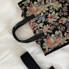 Waterproof Shoulder Bag Canvas Floral Mini Tote Female Crossbody Bags