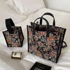 Waterproof Shoulder Bag Canvas Floral Mini Tote Female Crossbody Bags