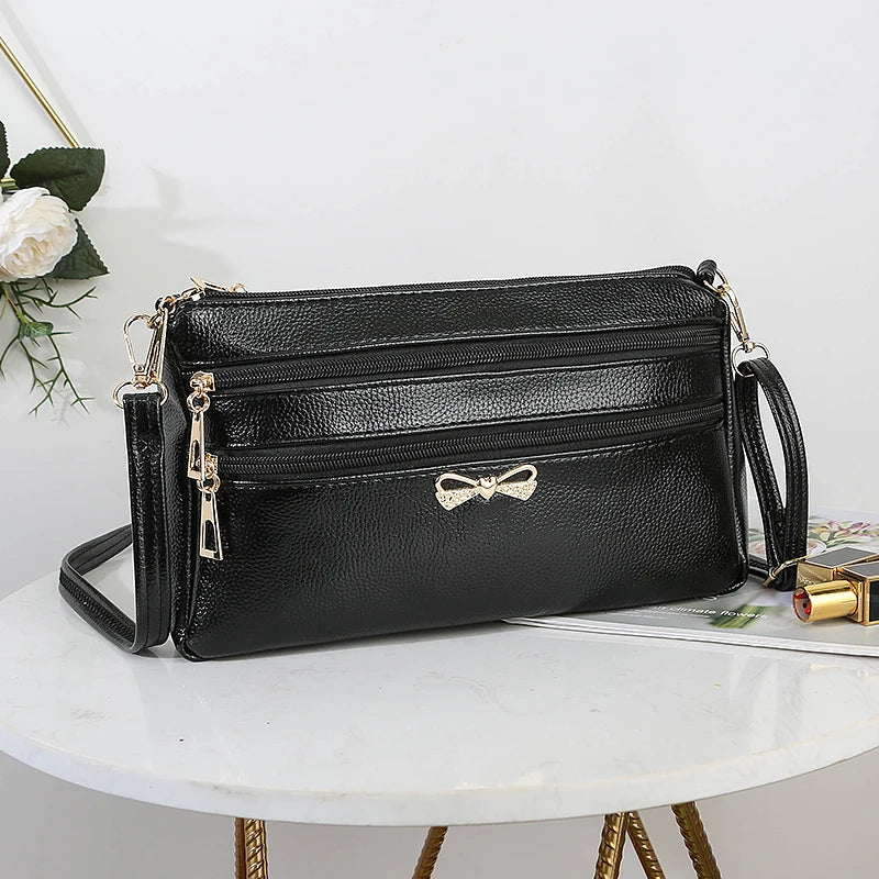 Women's Shoulder Bag Wax Leather Multi-layer Large-capacity Crossbody