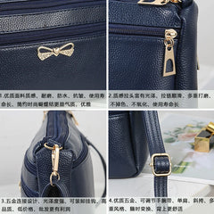 Women's Shoulder Bag Wax Leather Multi-layer Large-capacity Crossbody