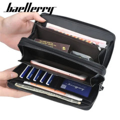 Men's Long Clutch Wallet High PU Leather Business Purse