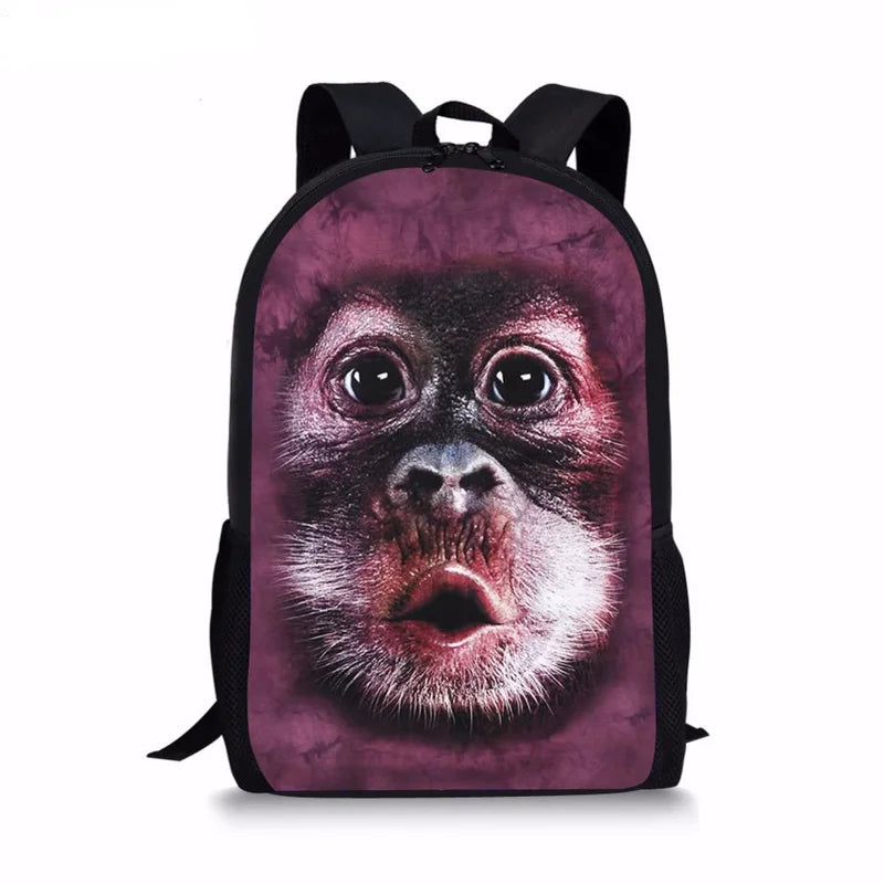 Wolf Print Schoolbags for Kids Bookbags Mochila Infantil Animal