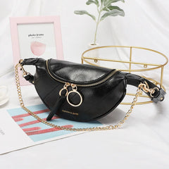 Korea Girl's Stain PU Leather Waist pack Fanny Pack