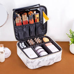 Marble Cosmetic Bag Partition Functional Portable Travel Storage Makeup Case