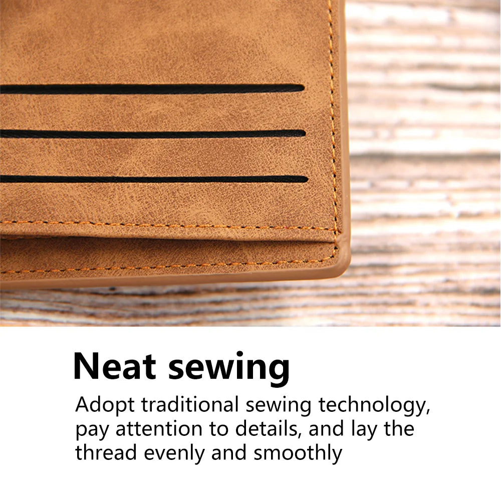 Men's Frosted Leather Wallet Retro Vertical Wallet
