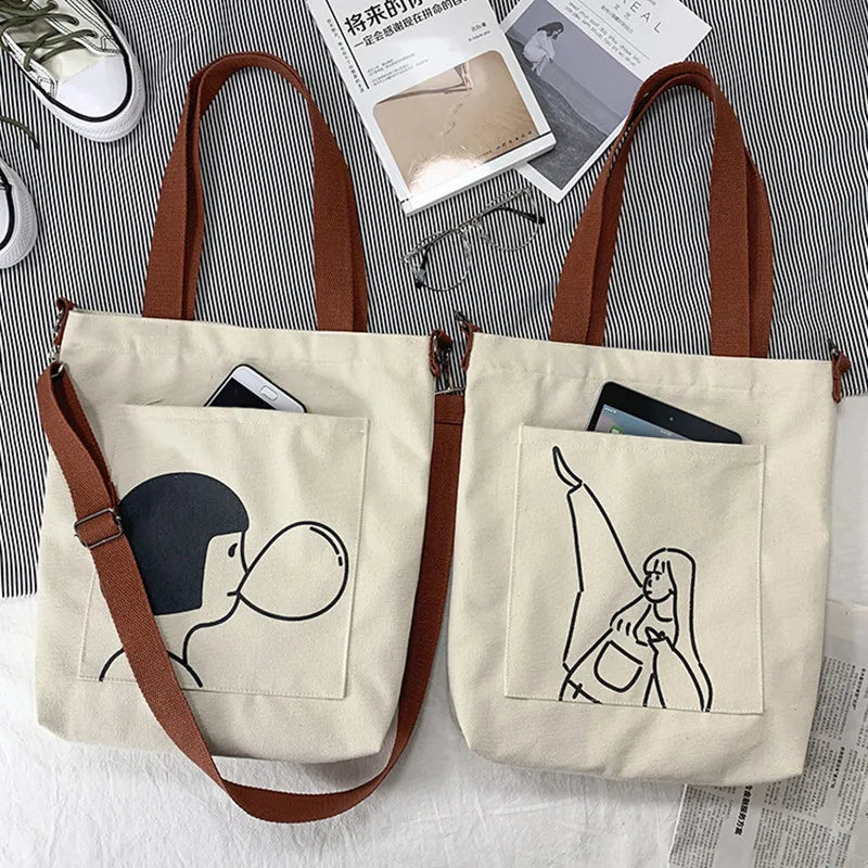 Canvas Japanese Messenger Bag Cartoon Women's Shoulder Bag