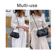 Women Clutch Evening Party Bags Ruched Pillow Bag Leather Handbag