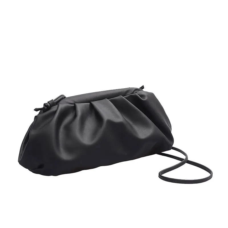 Women Clutch Evening Party Bags Ruched Pillow Bag Leather Handbag