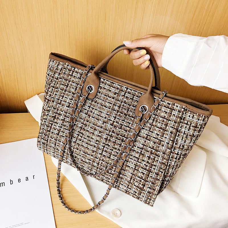 Vintage Canvas Tote Bag Large Handbag Retro Messenger Bag Ladies Shoulder Bag