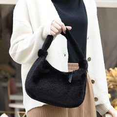 Women Winter Faux Fur Shoulder Bag Lady Handbag Female Party Tote Bag