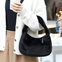 Women Winter Faux Fur Shoulder Bag Lady Handbag Female Party Tote Bag