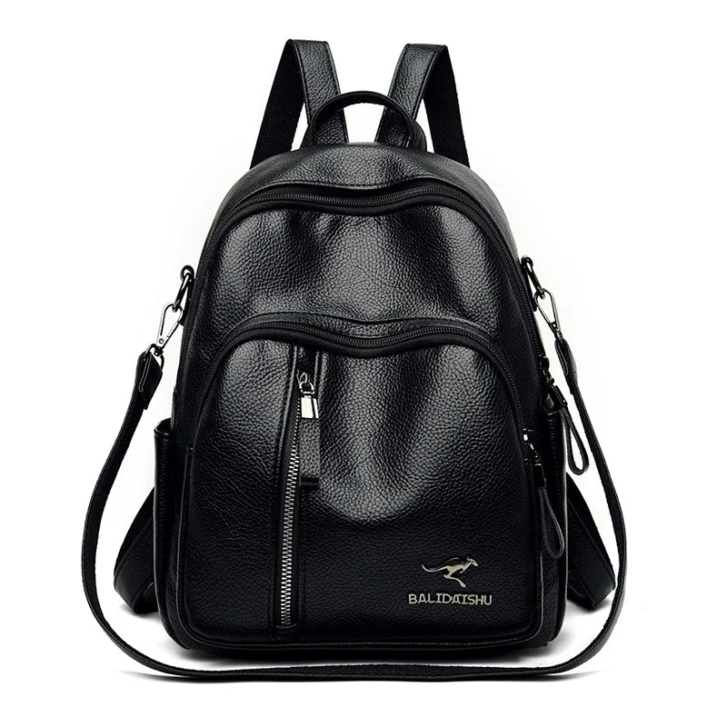 Vintage Leather Backpack Women Shoulder Bag School Bags for Girls