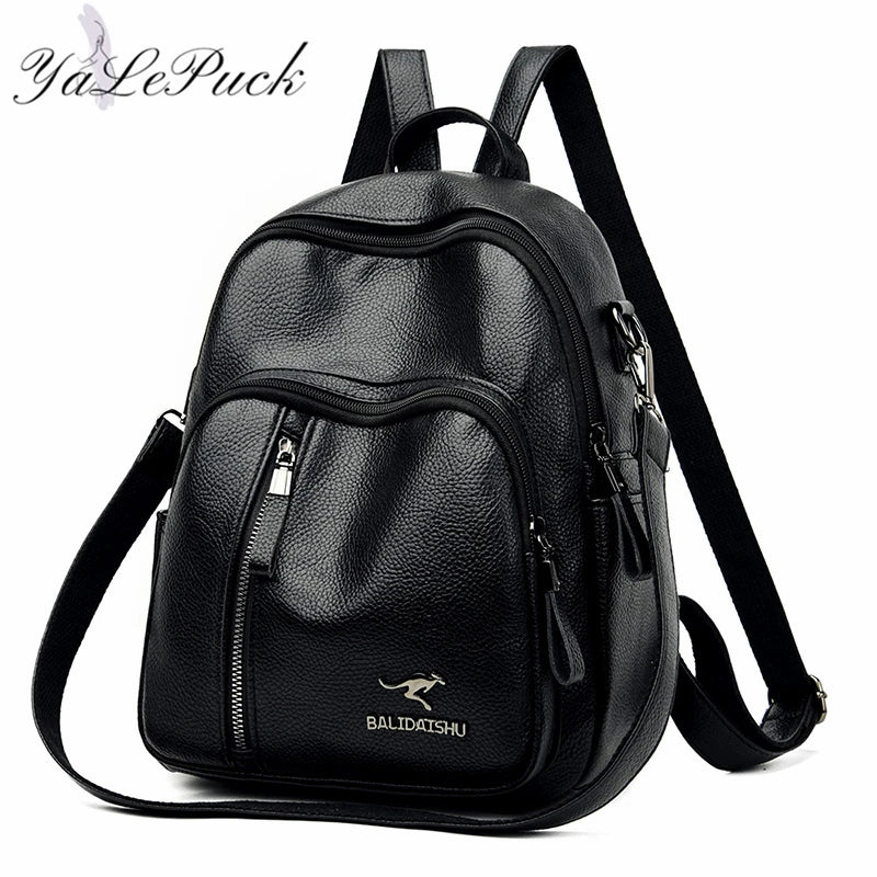 Vintage Leather Backpack Women Shoulder Bag School Bags for Girls