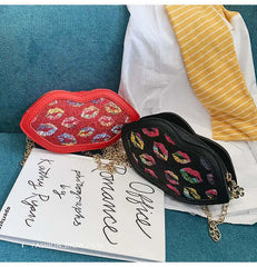 Hot Girl Lips Leather Crossbody Bag Purse Messenger Bag