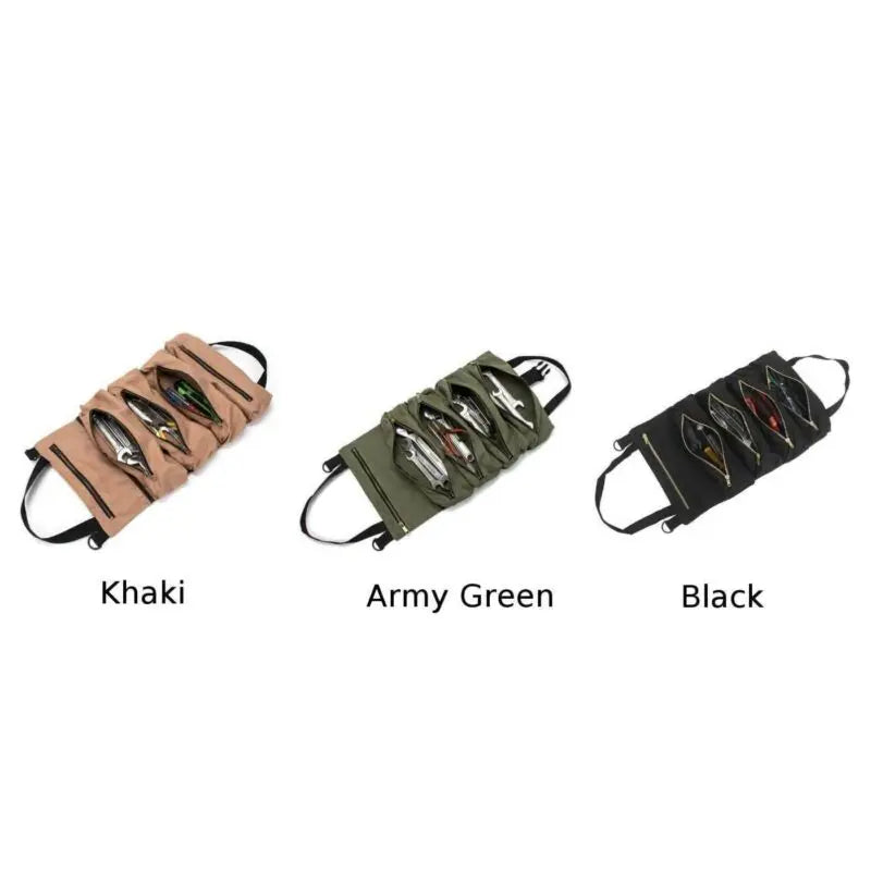 Canvas Tool Roll-Up Bag Wrench Storage Pouch