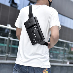 Men's Casual Waist Bag Waterproof PU Leather Chest Bag