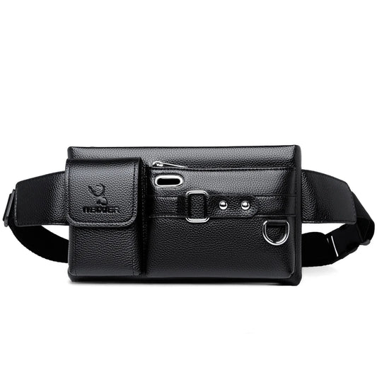 Men's Casual Waist Bag Waterproof PU Leather Chest Bag