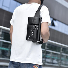 Men's Casual Waist Bag Waterproof PU Leather Chest Bag