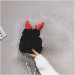 Elk Shoulder Bag Lightweight Cartoon Wild Drawstring Plush Crossbody Pack