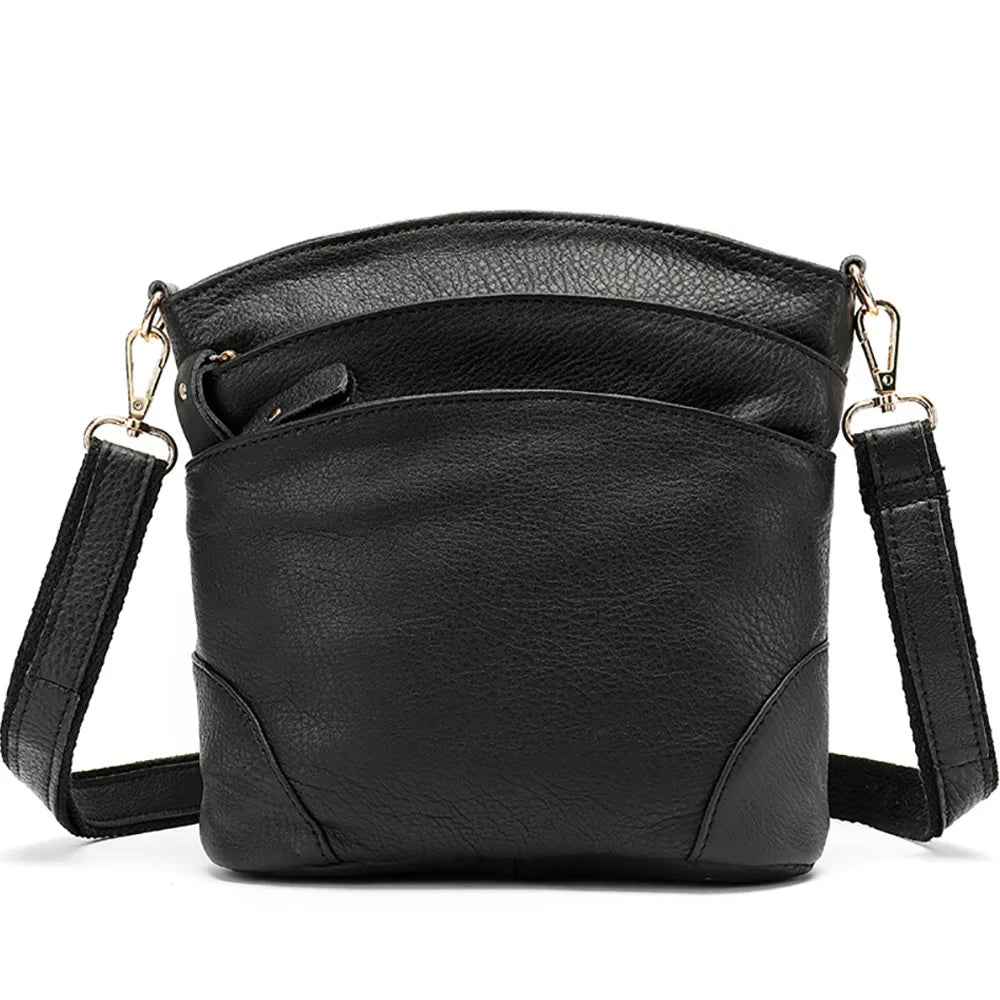 Natural Cow Leather Messenger Bag Small Crossbody Shoulder Bags For Women